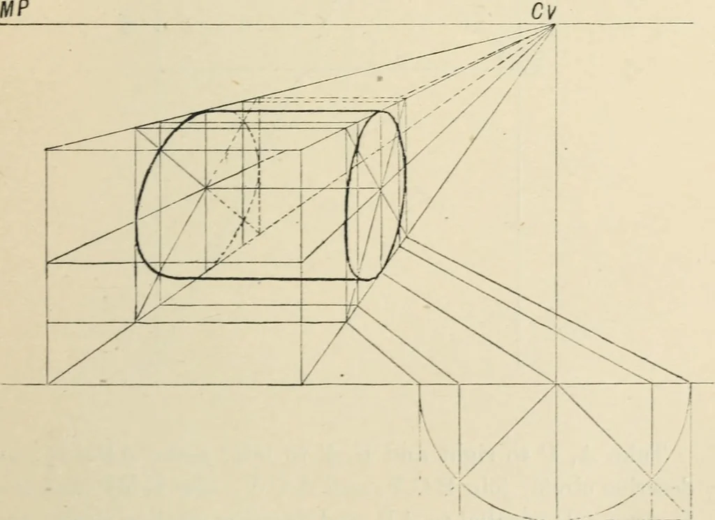 An illustration from Perspective and geometrical drawing : adapted to the use of candidates for second and third-class teachers' certificates, 1887, leaf 78