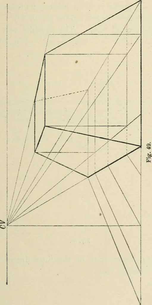 An illustration from Perspective and geometrical drawing : adapted to the use of candidates for second and third-class teachers' certificates, 1887, leaf 86