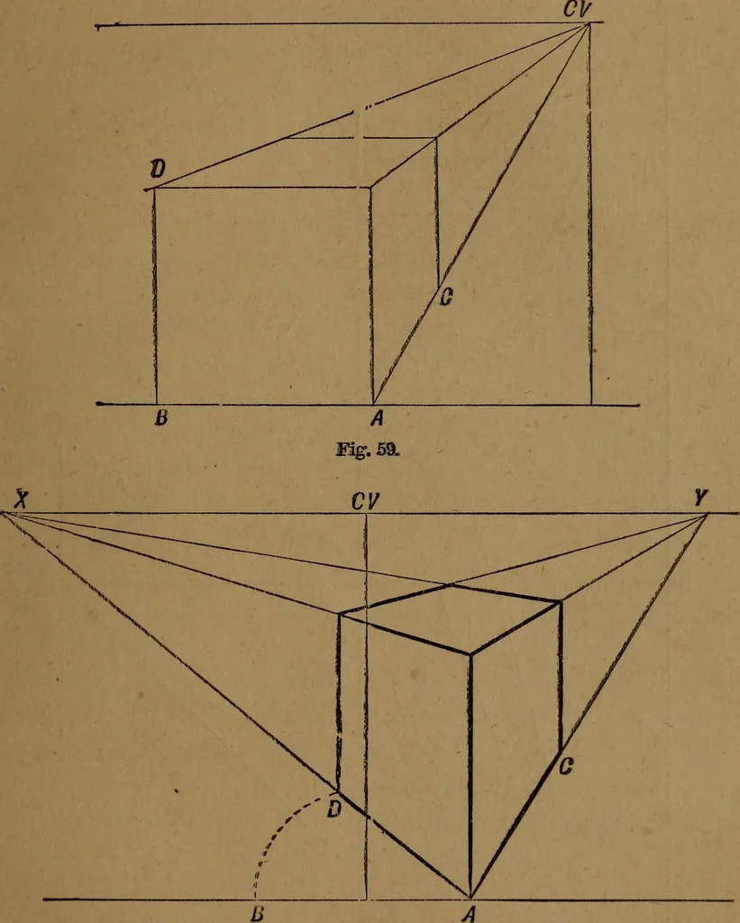 An illustration from Perspective and geometrical drawing adapted to the use of candidates for second and third-class teachers' certificates, 1887, leaf 102