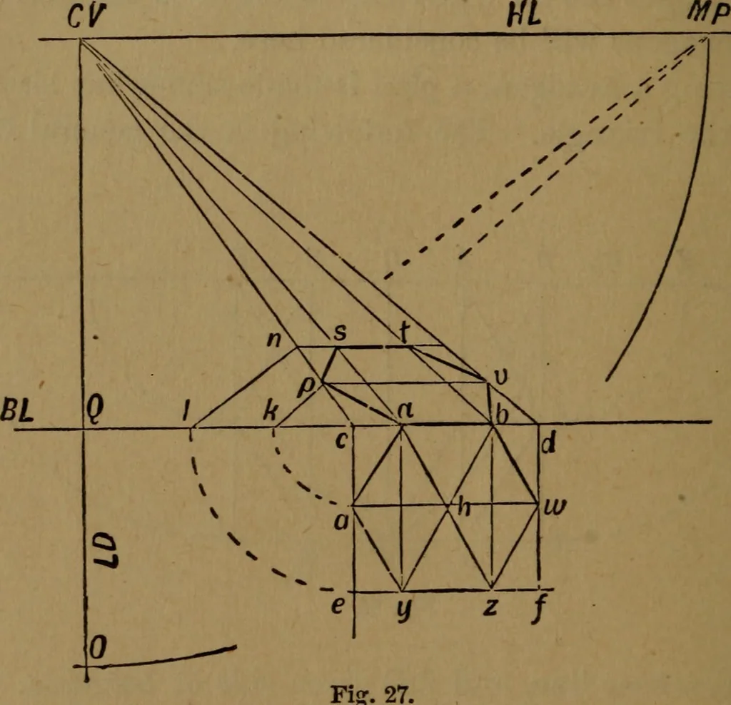 An illustration from Perspective and geometrical drawing adapted to the use of candidates for second and third-class teachers' certificates, 1887, leaf 53