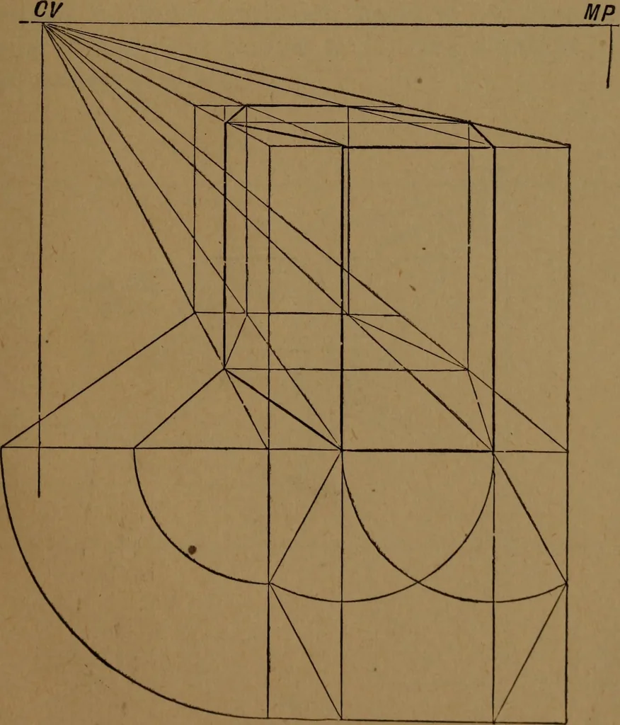 An illustration from Perspective and geometrical drawing adapted to the use of candidates for second and third-class teachers' certificates, 1887, leaf 78