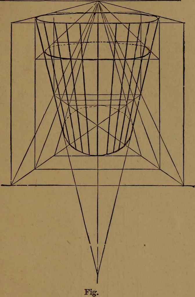 An illustration from Perspective and geometrical drawing adapted to the use of candidates for second and third-class teachers' certificates, 1887, leaf 82