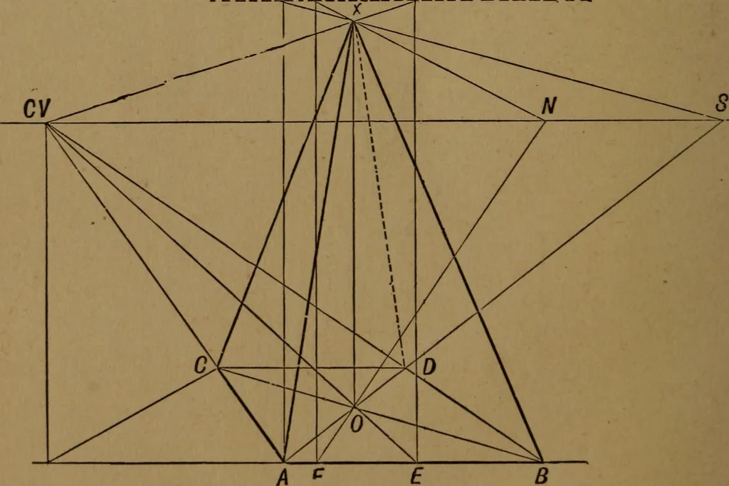 An illustration from Perspective and geometrical drawing adapted to the use of candidates for second and third-class teachers' certificates, 1887, leaf 83