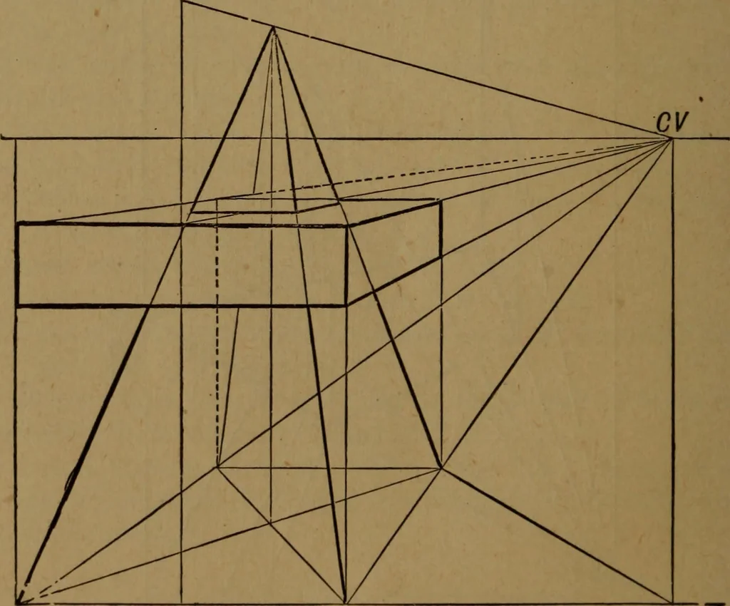 An illustration from Perspective and geometrical drawing adapted to the use of candidates for second and third-class teachers' certificates, 1887, leaf 89
