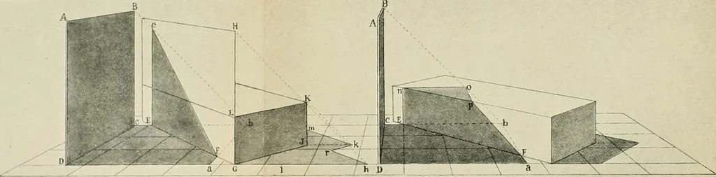 An illustration from Perspective : the old and the new method, 1921, leaf 50