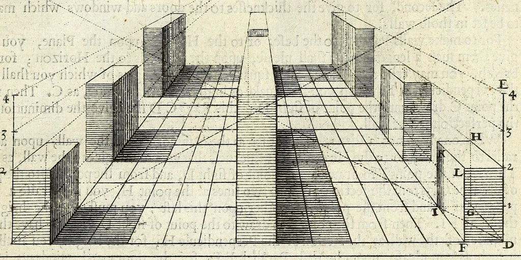 An illustration from Perspective practical, or, A plain and easie method of true and lively representing all things to the eye at a distance, by the exact rules of art ..., 1698, leaf 123