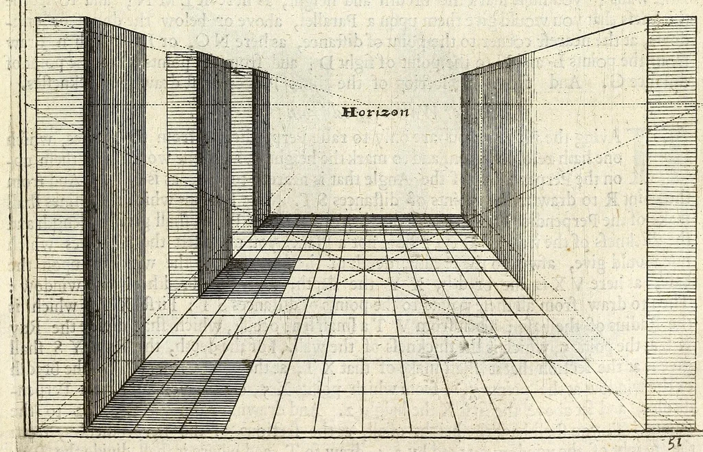 An illustration from Perspective practical, or, A plain and easie method of true and lively representing all things to the eye at a distance, by the exact rules of art ..., 1698, leaf 123