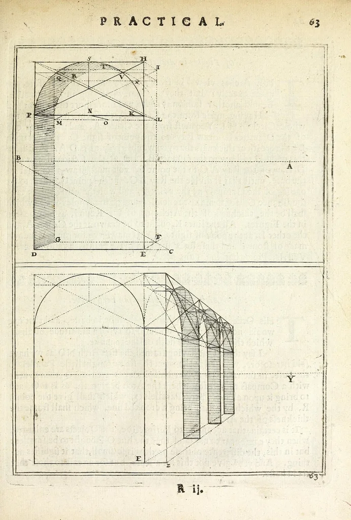 An illustration from Perspective practical, or, A plain and easie method of true and lively representing all things to the eye at a distance, by the exact rules of art ..., 1698, leaf 147