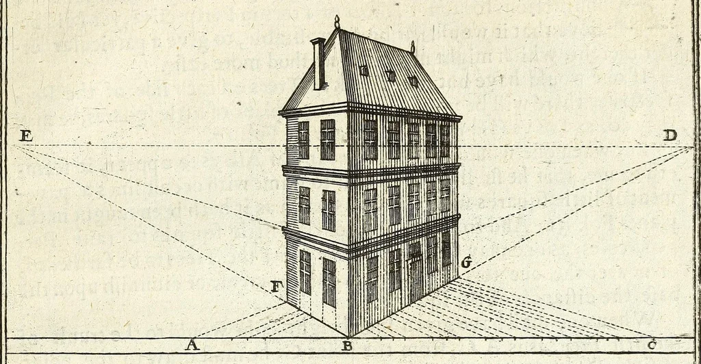 An illustration from Perspective practical, or, A plain and easie method of true and lively representing all things to the eye at a distance, by the exact rules of art ..., 1698, leaf 243
