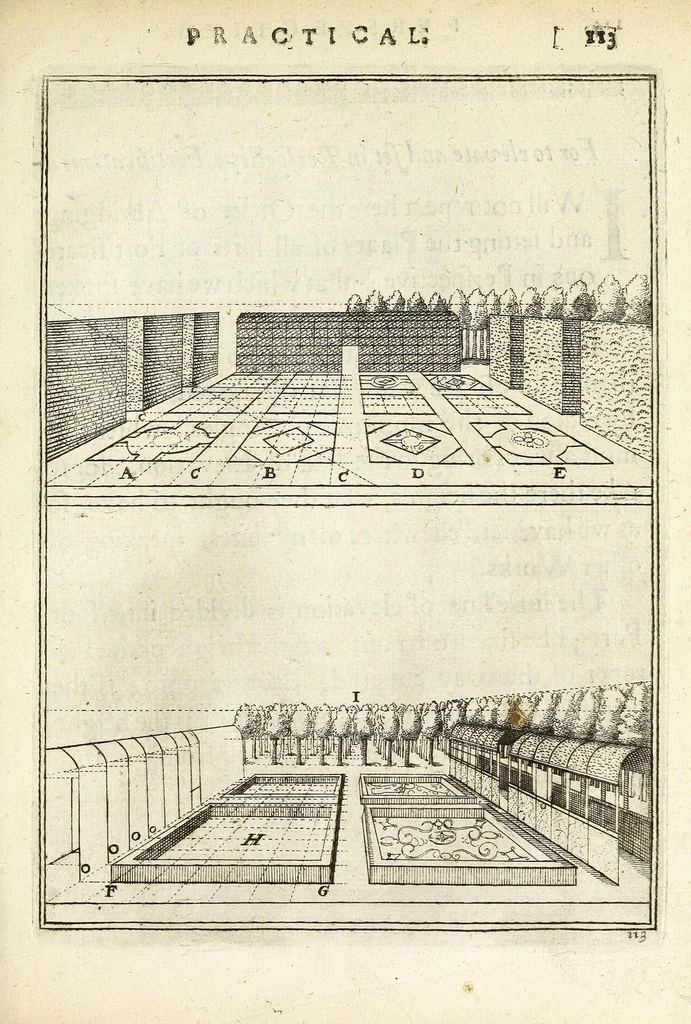 An illustration from Perspective practical, or, A plain and easie method of true and lively representing all things to the eye at a distance, by the exact rules of art ..., 1698, leaf 247