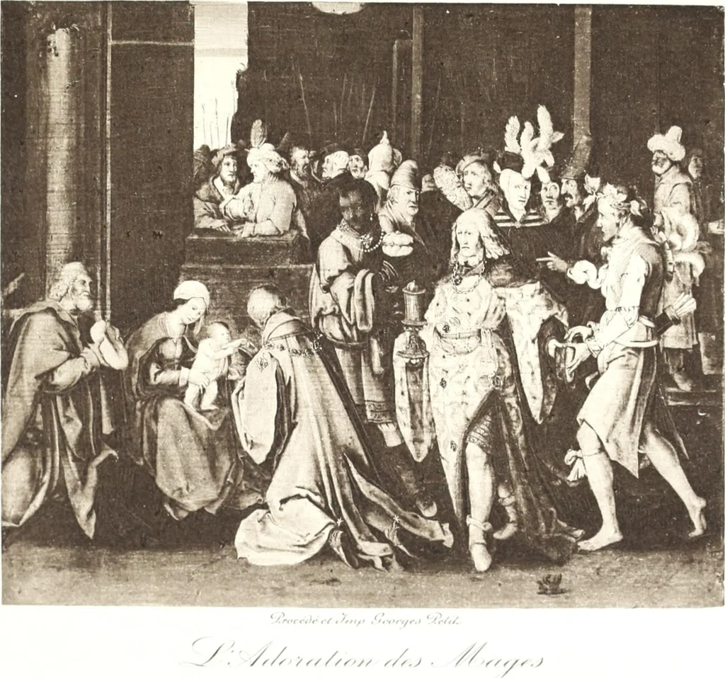 An illustration from Catalogue des tableaux modernes & anciens, objets d'art & de curiosité composant la collection de M. G-- : et dont la vente aura lieu par suite deo son décès Galerie Georges Petit ... les samedi 14, lundi 16 et mardi 17 mai 1898 ... : commissaire-priseur Me Paul Chevallier ..., experts: pour les tableaux modernes M. Georges Petit ... MM. Allard & Noel ...; pour les tableaux anciens MM. Féral père & fils ...; pour les objets d'art, MM. Mannheim .., 1898, leaf 164