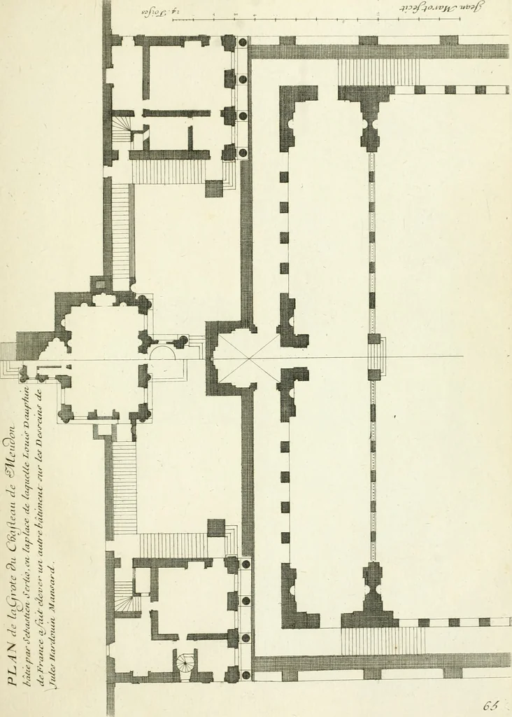 An illustration from Petit uvre d'architecture de Jean Marot, architecte et graveur, ou, Recueil des plans, elevations & coupes de divers anciens edifices de Paris, & de la sépulture des Valois, à S. Denis, avec diverses suites de tombeaux, epitaphes, chapelles, retables d'autels, tabernacles, portes cocheres & autres, &c. & plusieurs petits temples dans le goût antique, qui n'ont jamais paru, 1764, leaf 102