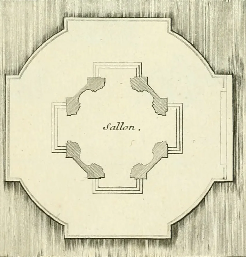 An illustration from Petit uvre d'architecture de Jean Marot, architecte et graveur, ou, Recueil des plans, elevations & coupes de divers anciens edifices de Paris, & de la sépulture des Valois, à S. Denis, avec diverses suites de tombeaux, epitaphes, chapelles, retables d'autels, tabernacles, portes cocheres & autres, &c. & plusieurs petits temples dans le goût antique, qui n'ont jamais paru, 1764, leaf 114