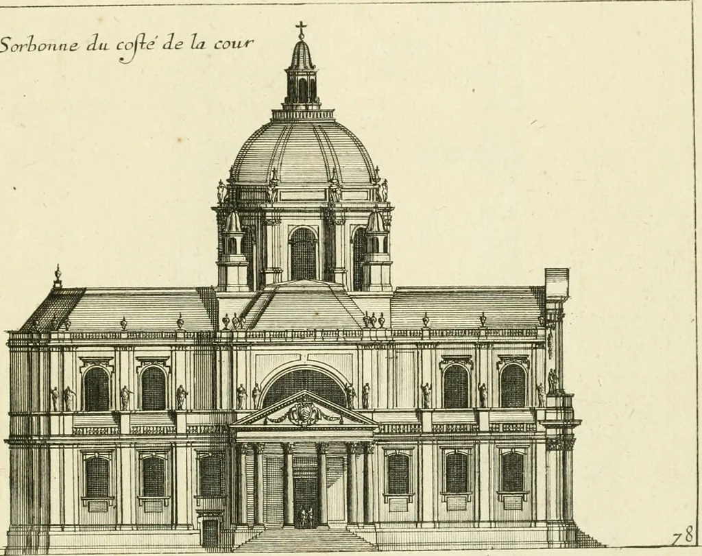An illustration from Petit uvre d'architecture de Jean Marot, architecte et graveur, ou, Recueil des plans, elevations & coupes de divers anciens edifices de Paris, & de la sépulture des Valois, à S. Denis, avec diverses suites de tombeaux, epitaphes, chapelles, retables d'autels, tabernacles, portes cocheres & autres, &c. & plusieurs petits temples dans le goût antique, qui n'ont jamais paru, 1764, leaf 126