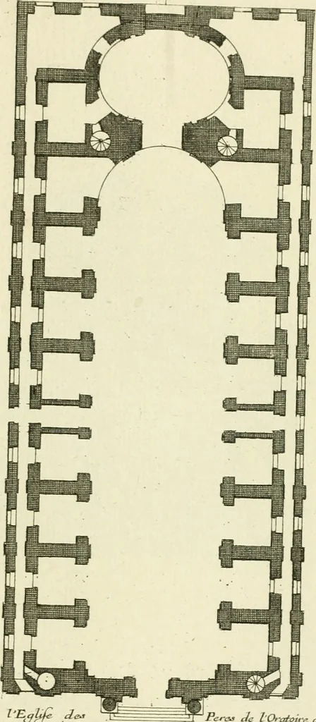 An illustration from Petit uvre d'architecture de Jean Marot, architecte et graveur, ou, Recueil des plans, elevations & coupes de divers anciens edifices de Paris, & de la sépulture des Valois, à S. Denis, avec diverses suites de tombeaux, epitaphes, chapelles, retables d'autels, tabernacles, portes cocheres & autres, &c. & plusieurs petits temples dans le goût antique, qui n'ont jamais paru, 1764, leaf 128