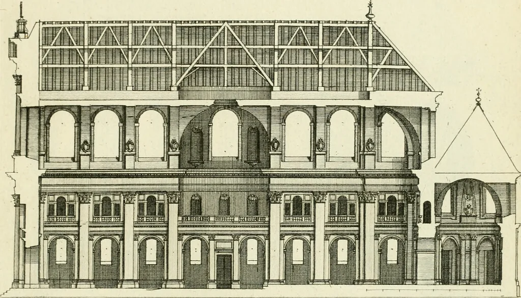 An illustration from Petit uvre d'architecture de Jean Marot, architecte et graveur, ou, Recueil des plans, elevations & coupes de divers anciens edifices de Paris, & de la sépulture des Valois, à S. Denis, avec diverses suites de tombeaux, epitaphes, chapelles, retables d'autels, tabernacles, portes cocheres & autres, &c. & plusieurs petits temples dans le goût antique, qui n'ont jamais paru, 1764, leaf 132