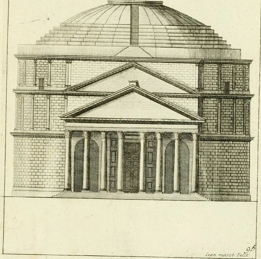 An illustration from Petit uvre d'architecture de Jean Marot, architecte et graveur, ou, Recueil des plans, elevations & coupes de divers anciens edifices de Paris, & de la sépulture des Valois, à S. Denis, avec diverses suites de tombeaux, epitaphes, chapelles, retables d'autels, tabernacles, portes cocheres & autres, &c. & plusieurs petits temples dans le goût antique, qui n'ont jamais paru, 1764, leaf 160