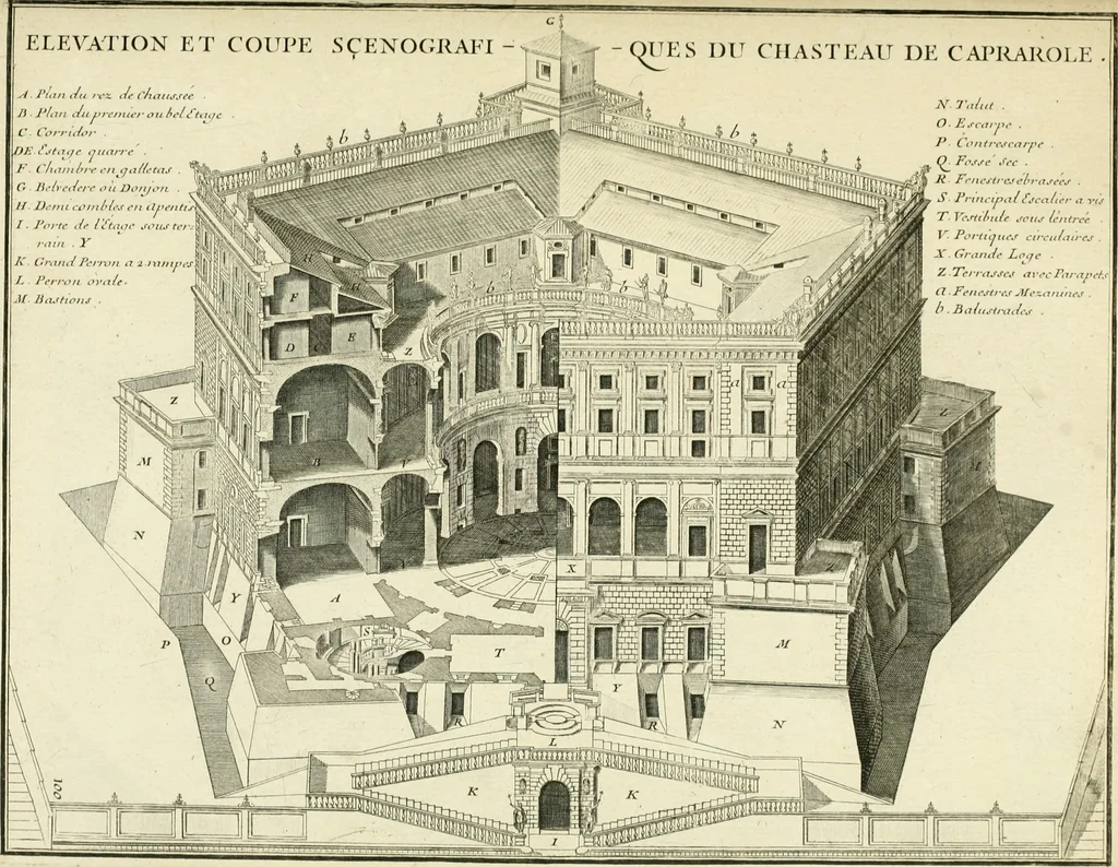 An illustration from Petit uvre d'architecture de Jean Marot, architecte et graveur, ou, Recueil des plans, elevations & coupes de divers anciens edifices de Paris, & de la sépulture des Valois, à S. Denis, avec diverses suites de tombeaux, epitaphes, chapelles, retables d'autels, tabernacles, portes cocheres & autres, &c. & plusieurs petits temples dans le goût antique, qui n'ont jamais paru, 1764, leaf 170