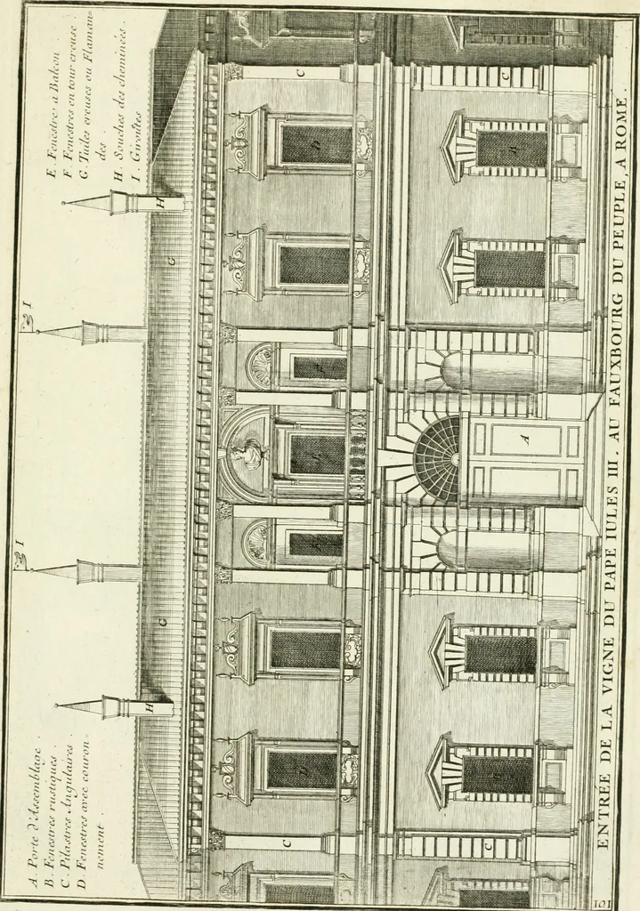 An illustration from Petit uvre d'architecture de Jean Marot, architecte et graveur, ou, Recueil des plans, elevations & coupes de divers anciens edifices de Paris, & de la sépulture des Valois, à S. Denis, avec diverses suites de tombeaux, epitaphes, chapelles, retables d'autels, tabernacles, portes cocheres & autres, &c. & plusieurs petits temples dans le goût antique, qui n'ont jamais paru, 1764, leaf 172