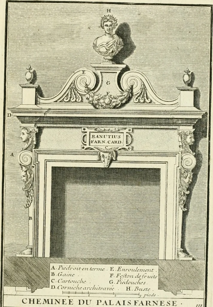 An illustration from Petit uvre d'architecture de Jean Marot, architecte et graveur, ou, Recueil des plans, elevations & coupes de divers anciens edifices de Paris, & de la sépulture des Valois, à S. Denis, avec diverses suites de tombeaux, epitaphes, chapelles, retables d'autels, tabernacles, portes cocheres & autres, &c. & plusieurs petits temples dans le goût antique, qui n'ont jamais paru, 1764, leaf 192