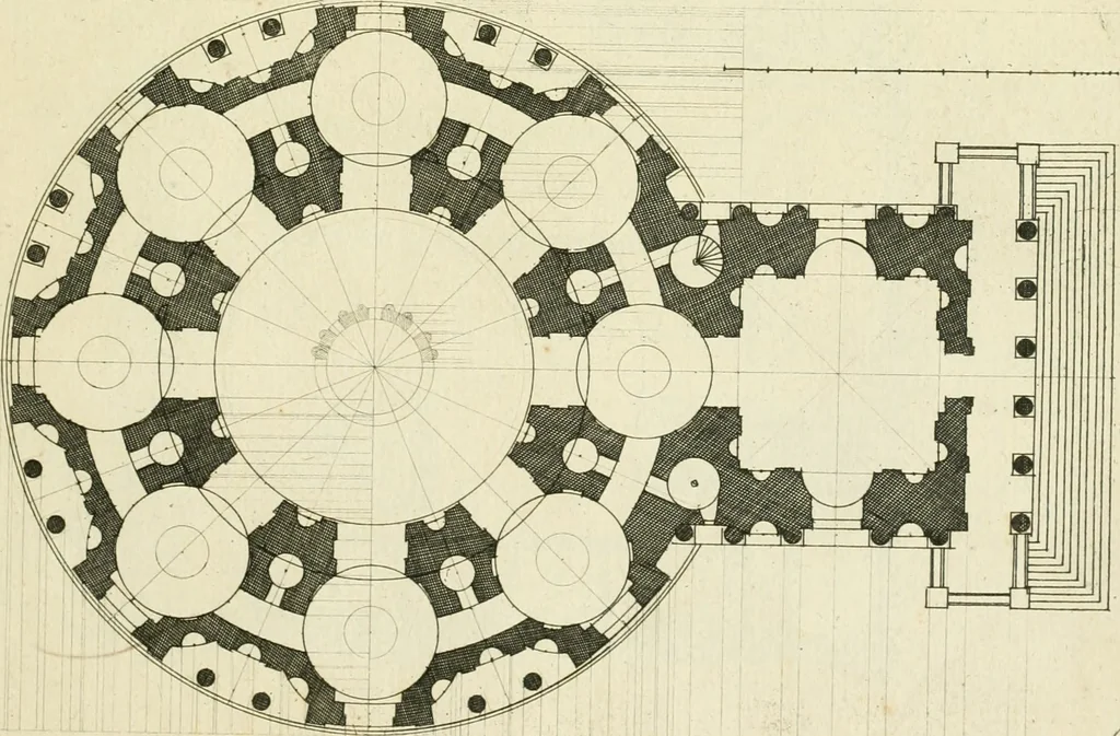 An illustration from Petit uvre d'architecture de Jean Marot, architecte et graveur, ou, Recueil des plans, elevations & coupes de divers anciens edifices de Paris, & de la sépulture des Valois, à S. Denis, avec diverses suites de tombeaux, epitaphes, chapelles, retables d'autels, tabernacles, portes cocheres & autres, &c. & plusieurs petits temples dans le goût antique, qui n'ont jamais paru, 1764, leaf 320