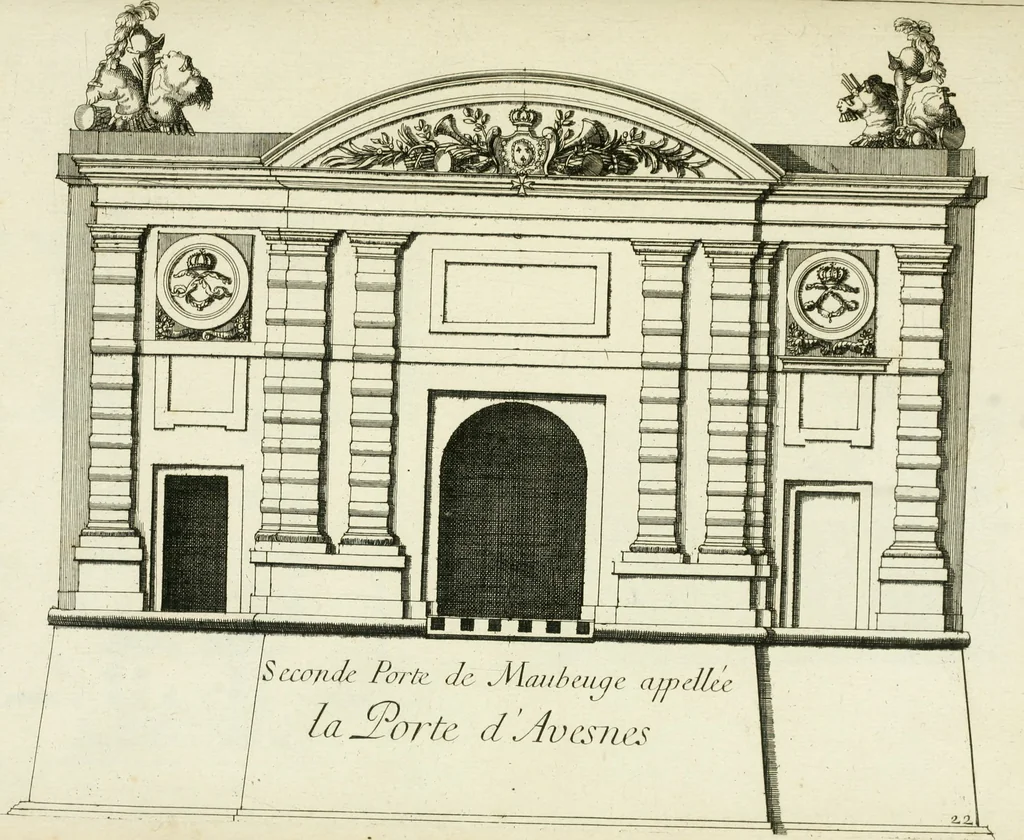 An illustration from Petit uvre d'architecture de Jean Marot, architecte et graveur, ou, Recueil des plans, elevations & coupes de divers anciens edifices de Paris, & de la sépulture des Valois, à S. Denis, avec diverses suites de tombeaux, epitaphes, chapelles, retables d'autels, tabernacles, portes cocheres & autres, &c. & plusieurs petits temples dans le goût antique, qui n'ont jamais paru, 1764, leaf 322
