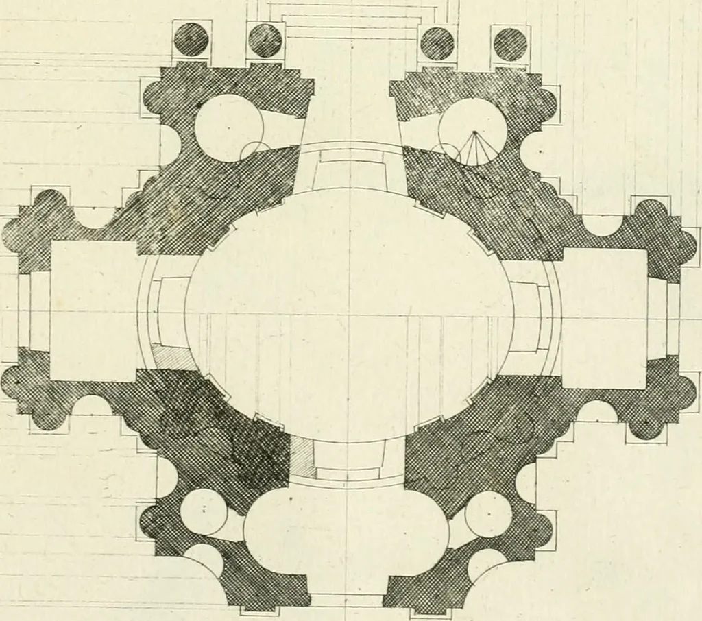 An illustration from Petit uvre d'architecture de Jean Marot, architecte et graveur, ou, Recueil des plans, elevations & coupes de divers anciens edifices de Paris, & de la sépulture des Valois, à S. Denis, avec diverses suites de tombeaux, epitaphes, chapelles, retables d'autels, tabernacles, portes cocheres & autres, &c. & plusieurs petits temples dans le goût antique, qui n'ont jamais paru, 1764, leaf 330