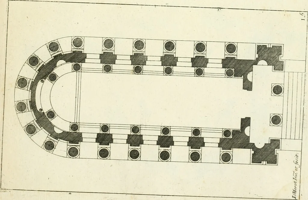 An illustration from Petit uvre d'architecture de Jean Marot, architecte et graveur, ou, Recueil des plans, elevations & coupes de divers anciens edifices de Paris, & de la sépulture des Valois, à S. Denis, avec diverses suites de tombeaux, epitaphes, chapelles, retables d'autels, tabernacles, portes cocheres & autres, &c. & plusieurs petits temples dans le goût antique, qui n'ont jamais paru, 1764, leaf 334