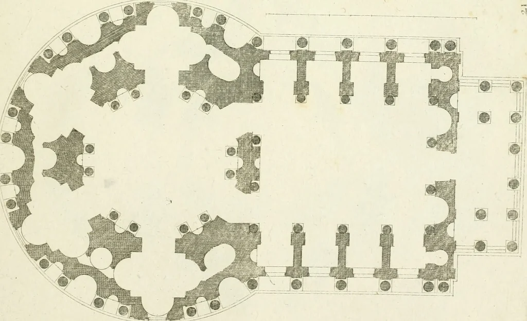 An illustration from Petit uvre d'architecture de Jean Marot, architecte et graveur, ou, Recueil des plans, elevations & coupes de divers anciens edifices de Paris, & de la sépulture des Valois, à S. Denis, avec diverses suites de tombeaux, epitaphes, chapelles, retables d'autels, tabernacles, portes cocheres & autres, &c. & plusieurs petits temples dans le goût antique, qui n'ont jamais paru, 1764, leaf 340