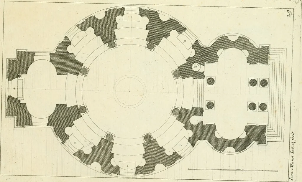 An illustration from Petit uvre d'architecture de Jean Marot, architecte et graveur, ou, Recueil des plans, elevations & coupes de divers anciens edifices de Paris, & de la sépulture des Valois, à S. Denis, avec diverses suites de tombeaux, epitaphes, chapelles, retables d'autels, tabernacles, portes cocheres & autres, &c. & plusieurs petits temples dans le goût antique, qui n'ont jamais paru, 1764, leaf 348