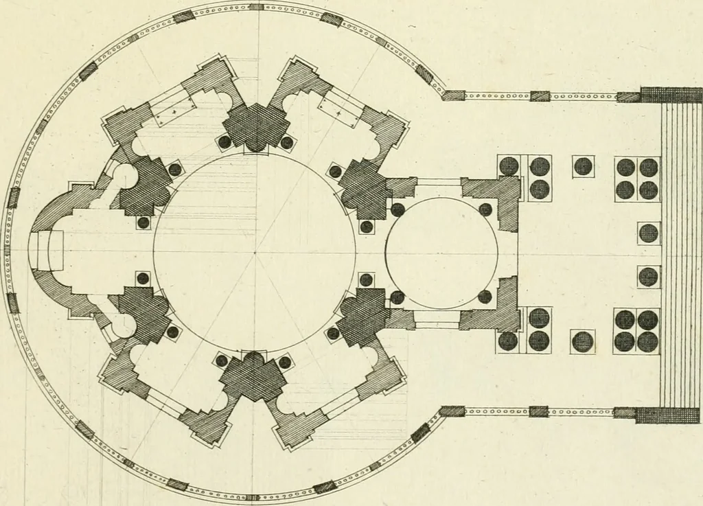 An illustration from Petit uvre d'architecture de Jean Marot, architecte et graveur, ou, Recueil des plans, elevations & coupes de divers anciens edifices de Paris, & de la sépulture des Valois, à S. Denis, avec diverses suites de tombeaux, epitaphes, chapelles, retables d'autels, tabernacles, portes cocheres & autres, &c. & plusieurs petits temples dans le goût antique, qui n'ont jamais paru, 1764, leaf 350