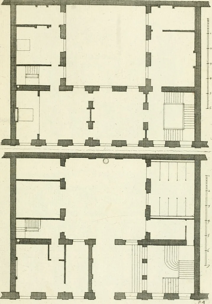 An illustration from Petit uvre d'architecture de Jean Marot, architecte et graveur, ou, Recueil des plans, elevations & coupes de divers anciens edifices de Paris, & de la sépulture des Valois, à S. Denis, avec diverses suites de tombeaux, epitaphes, chapelles, retables d'autels, tabernacles, portes cocheres & autres, &c. & plusieurs petits temples dans le goût antique, qui n'ont jamais paru, 1764, leaf 56