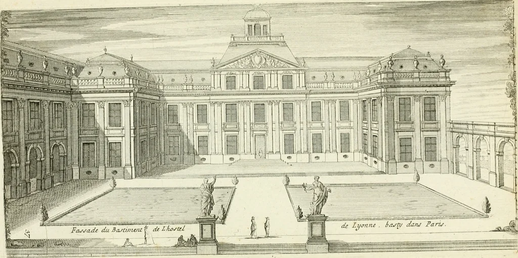An illustration from Petit uvre d'architecture de Jean Marot, architecte et graveur, ou, Recueil des plans, elevations & coupes de divers anciens edifices de Paris, & de la sépulture des Valois, à S. Denis, avec diverses suites de tombeaux, epitaphes, chapelles, retables d'autels, tabernacles, portes cocheres & autres, &c. & plusieurs petits temples dans le goût antique, qui n'ont jamais paru, 1764, leaf 62