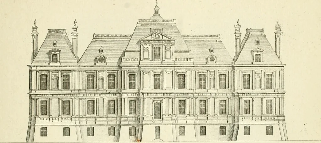 An illustration from Petit uvre d'architecture de Jean Marot, architecte et graveur, ou, Recueil des plans, elevations & coupes de divers anciens edifices de Paris, & de la sépulture des Valois, à S. Denis, avec diverses suites de tombeaux, epitaphes, chapelles, retables d'autels, tabernacles, portes cocheres & autres, &c. & plusieurs petits temples dans le goût antique, qui n'ont jamais paru, 1764, leaf 80