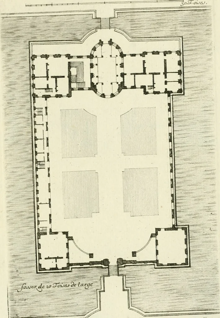 An illustration from Petit uvre d'architecture de Jean Marot, architecte et graveur, ou, Recueil des plans, elevations & coupes de divers anciens edifices de Paris, & de la sépulture des Valois, à S. Denis, avec diverses suites de tombeaux, epitaphes, chapelles, retables d'autels, tabernacles, portes cocheres & autres, &c. & plusieurs petits temples dans le goût antique, qui n'ont jamais paru, 1764, leaf 82