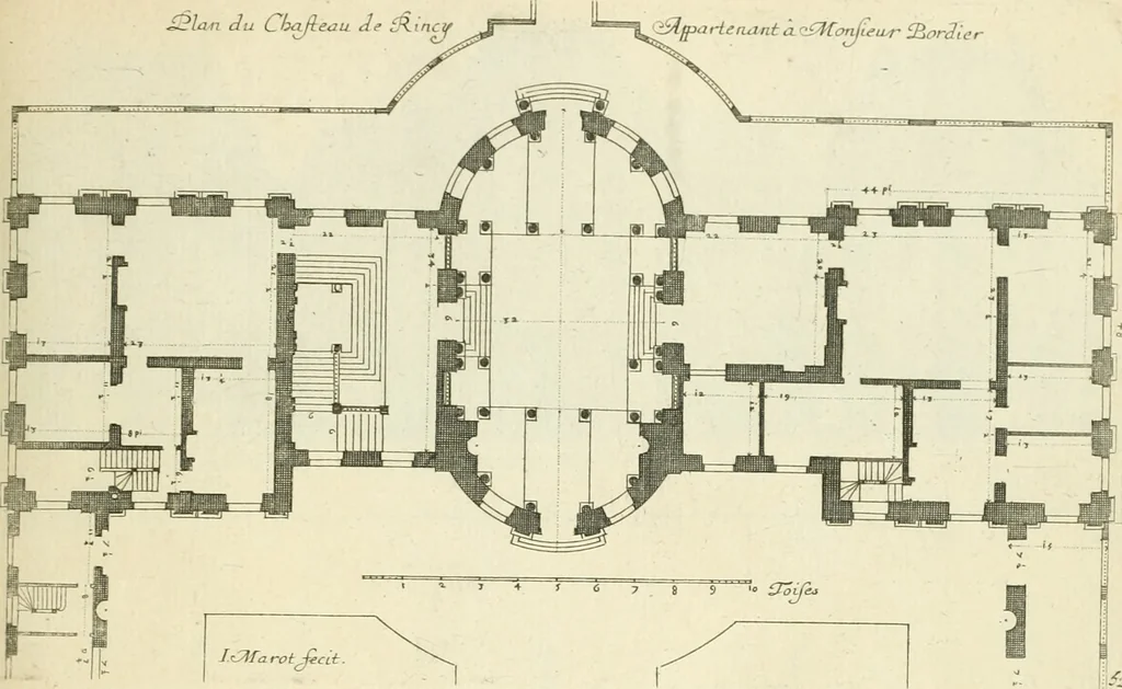 An illustration from Petit uvre d'architecture de Jean Marot, architecte et graveur, ou, Recueil des plans, elevations & coupes de divers anciens edifices de Paris, & de la sépulture des Valois, à S. Denis, avec diverses suites de tombeaux, epitaphes, chapelles, retables d'autels, tabernacles, portes cocheres & autres, &c. & plusieurs petits temples dans le goût antique, qui n'ont jamais paru, 1764, leaf 84