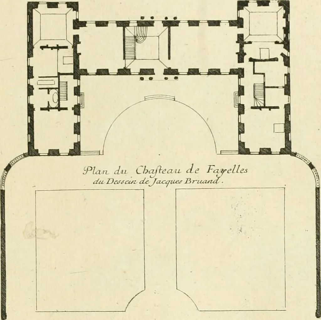 An illustration from Petit uvre d'architecture de Jean Marot, architecte et graveur, ou, Recueil des plans, elevations & coupes de divers anciens edifices de Paris, & de la sépulture des Valois, à S. Denis, avec diverses suites de tombeaux, epitaphes, chapelles, retables d'autels, tabernacles, portes cocheres & autres, &c. & plusieurs petits temples dans le goût antique, qui n'ont jamais paru, 1764, leaf 98