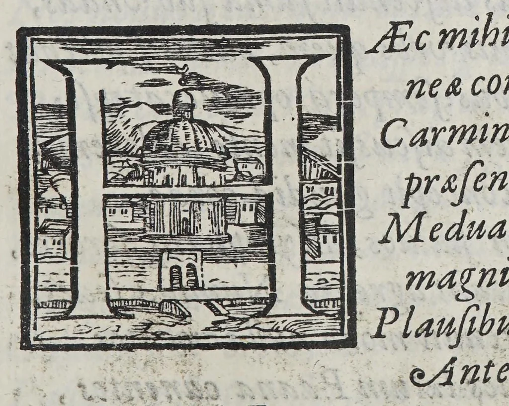 An illustration from Pet. Pauli Thomaelli Vtinensis Eclogae duae. : Quarum altera inscribitur meduacus o thrinon altera meduacus o iroton, 1595, leaf 15