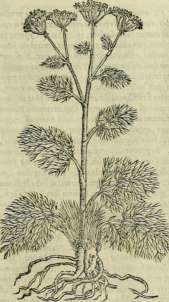 An illustration from Petri Andreae Matthioli Senensis serenissimi Principis Ferdinandi Archiducis Austriae & c., Medici, Commentarii secundo aucti : in libros sex Pedacii Dioscoridis Anazarbei de medica materia. Adiectis quàm plurimis plantarum, & animalium imaginibus quae in priore editione non habentur, eodem authore : his accessit eiusdem apologia adversus Amathum Lusitanum cum censura in eiusdem enarrationes, 1558, leaf 124