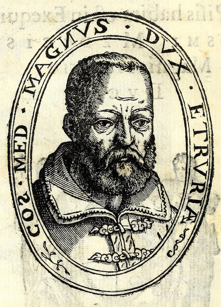 An illustration from Petri Angelii Bargaei Laudatio ad fvnebrem concionem quae Pisis habita est in exequiis Cosmi Medicis magni Hetruriae dvcis, 1574, leaf 6
