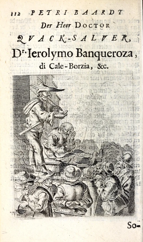 An illustration from Petri Baardt Devgden-spoor in de on-devghden des werelts aff-gebeeldt : op den regel, wat kennr [sic] kan de werelt niet, die door der menschen herte siet?, 1645, leaf 116