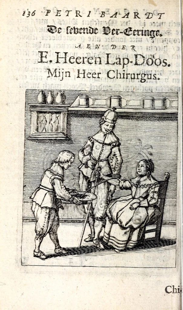 An illustration from Petri Baardt Devgden-spoor in de on-devghden des werelts aff-gebeeldt : op den regel, wat kennr [sic] kan de werelt niet, die door der menschen herte siet?, 1645, leaf 140