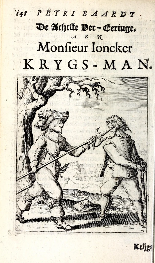 An illustration from Petri Baardt Devgden-spoor in de on-devghden des werelts aff-gebeeldt : op den regel, wat kennr [sic] kan de werelt niet, die door der menschen herte siet?, 1645, leaf 152