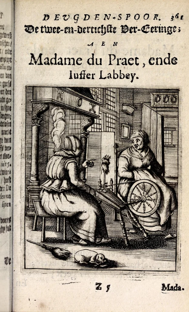 An illustration from Petri Baardt Devgden-spoor in de on-devghden des werelts aff-gebeeldt : op den regel, wat kennr [sic] kan de werelt niet, die door der menschen herte siet?, 1645, leaf 377