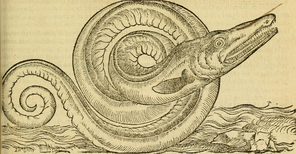 An illustration from Petri Bellonii Cenomani De aquatilibus, libri duo cum [epsilon, iota] conibus ad viuam ipsorum effigiem, quoad eius fieri potuit, expressis .., 1553, leaf 196