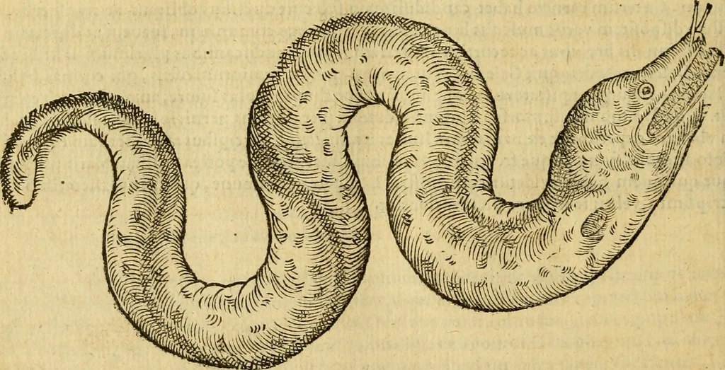 An illustration from Petri Bellonii Cenomani De aquatilibus, libri duo cum [epsilon, iota] conibus ad viuam ipsorum effigiem, quoad eius fieri potuit, expressis .., 1553, leaf 199