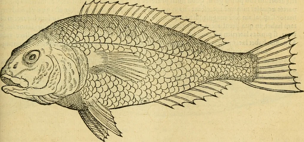 An illustration from Petri Bellonii Cenomani De aquatilibus, libri duo cum [epsilon, iota] conibus ad viuam ipsorum effigiem, quoad eius fieri potuit, expressis .., 1553, leaf 232