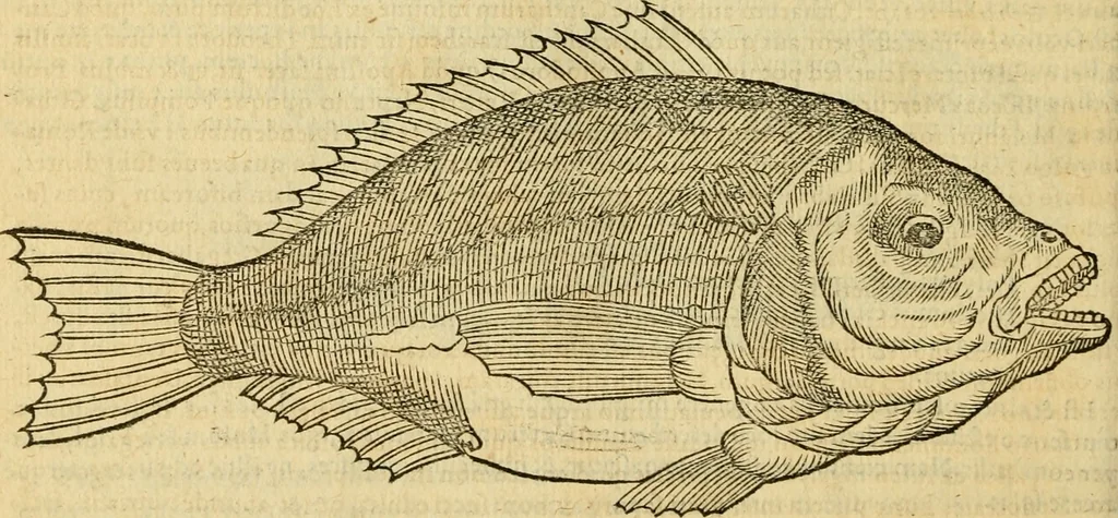 An illustration from Petri Bellonii Cenomani De aquatilibus, libri duo cum [epsilon, iota] conibus ad viuam ipsorum effigiem, quoad eius fieri potuit, expressis .., 1553, leaf 283