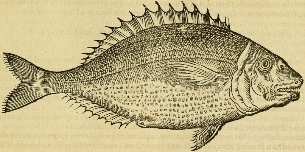 An illustration from Petri Bellonii Cenomani De aquatilibus, libri duo cum [epsilon, iota] conibus ad viuam ipsorum effigiem, quoad eius fieri potuit, expressis .., 1553, leaf 286