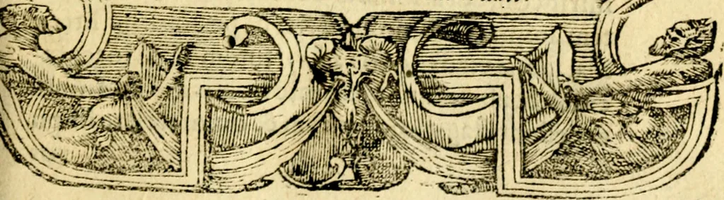 An illustration from Petri Costalij Pegma, : cum narrationibus philosophicis, 1555, leaf 100